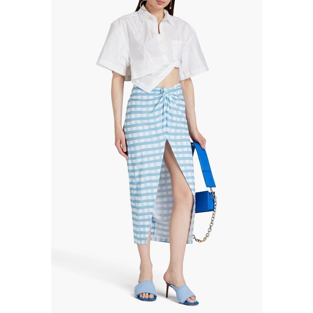 Jacquemus nodi knotted gingham pareo